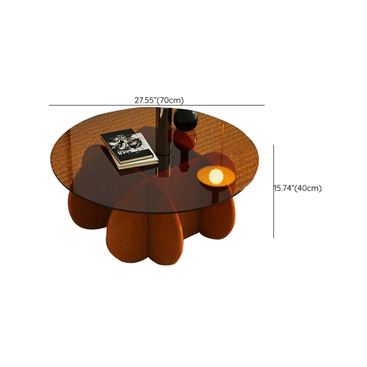 Abstract Wood Base Glass Round Coffee Table