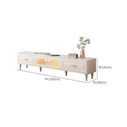 Modern Rectangular White TV Stand with Drawers