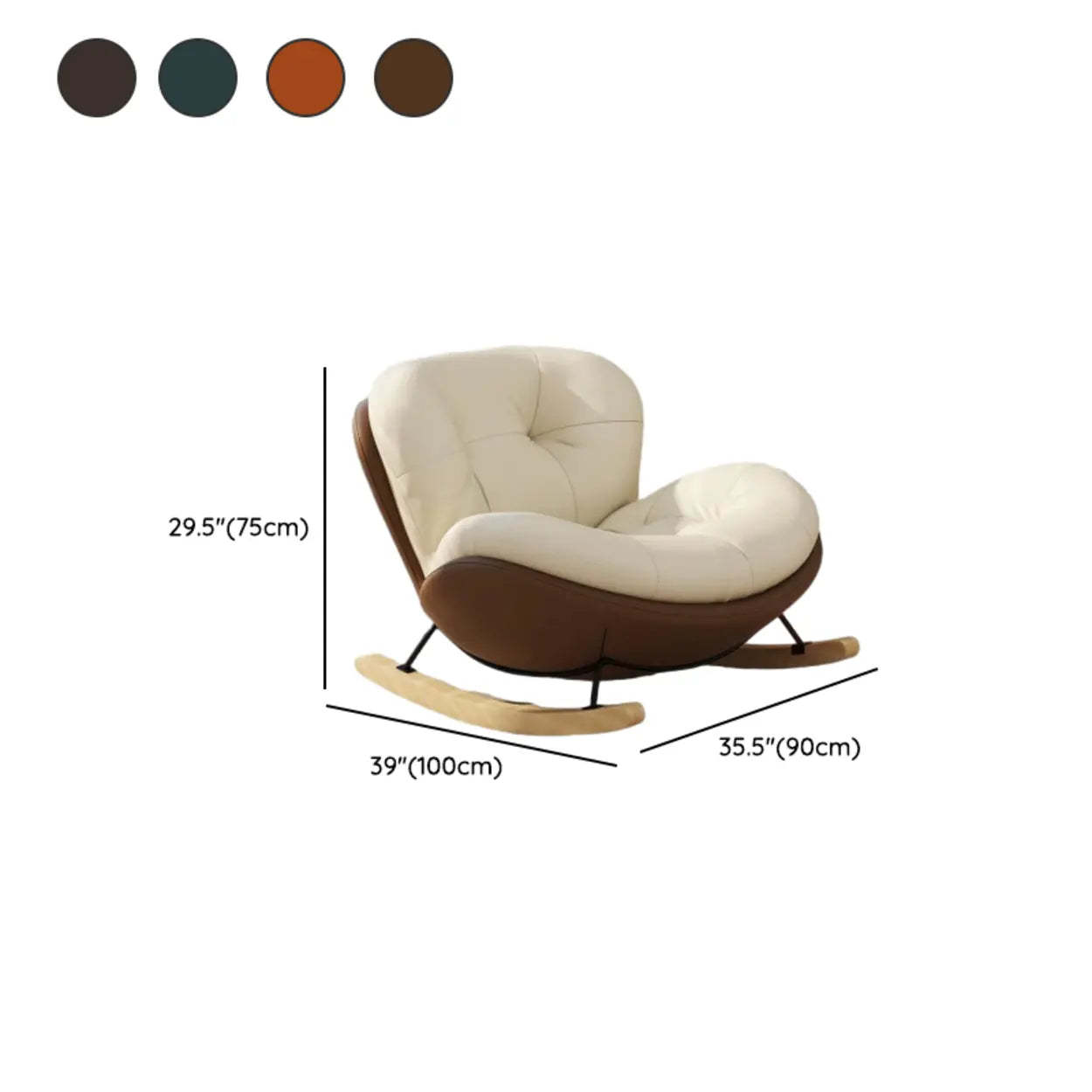 Coffee Stain-Resistant Tufted Natural Leg Rocking Chair