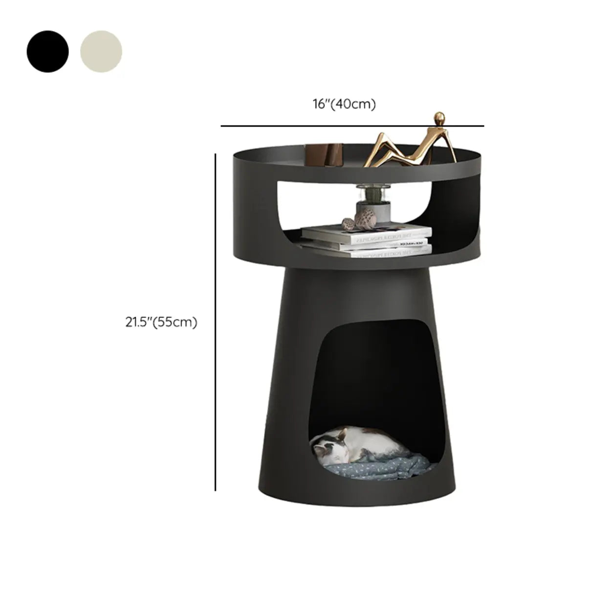 Modern Circular Alloy White Pedestal Side Table
