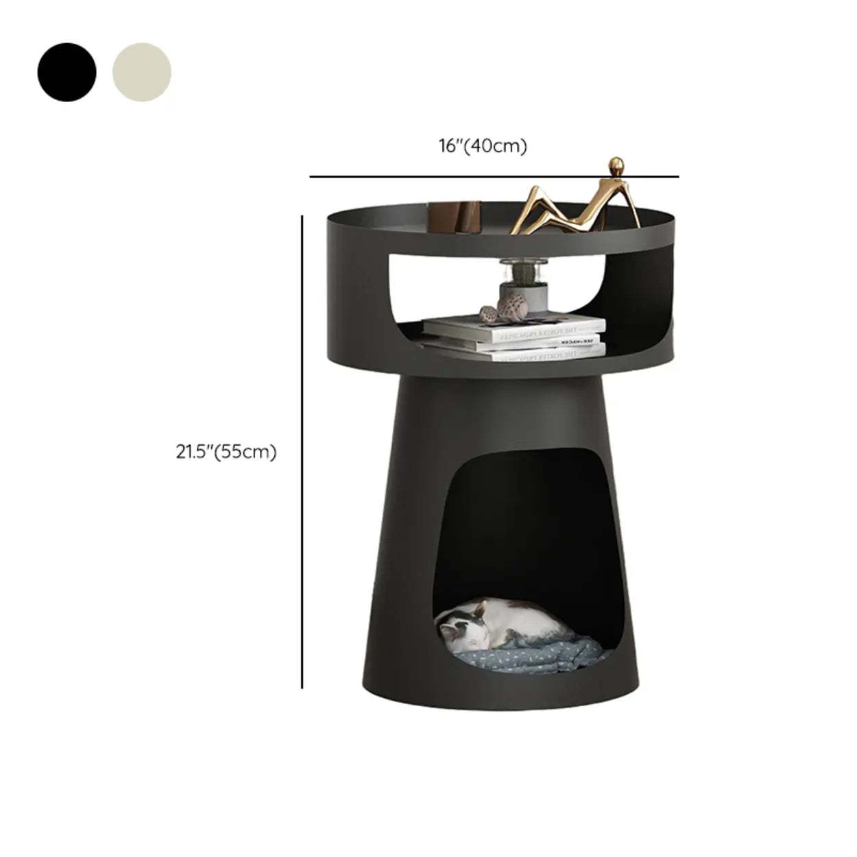 Modern Circular Alloy White Pedestal Side Table