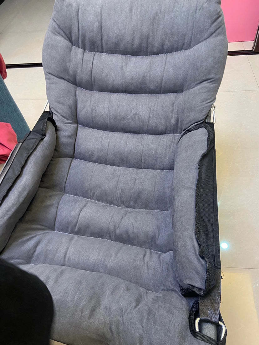 Modern Velvet Metal Cotton Foldable Recliner with Footrest — With Footrest / Red