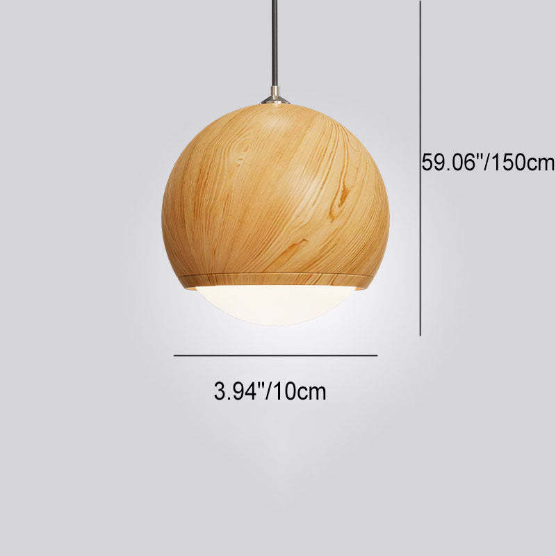 Japanese Wood Grain Oval Iron Pendant Light