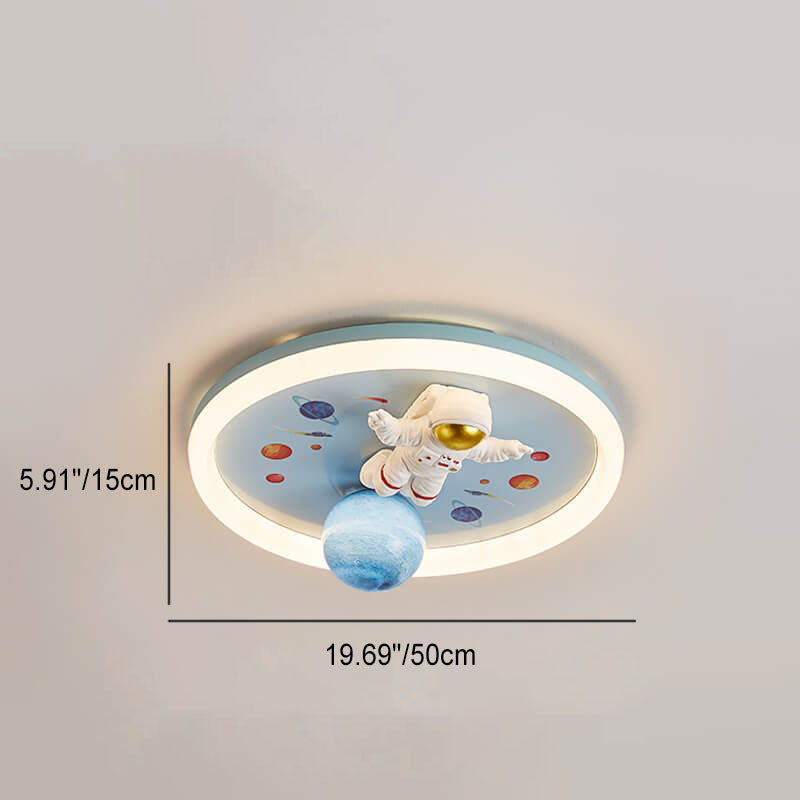 Cartoon Resin Astronaut Acrylic LED Flush Ceiling Light