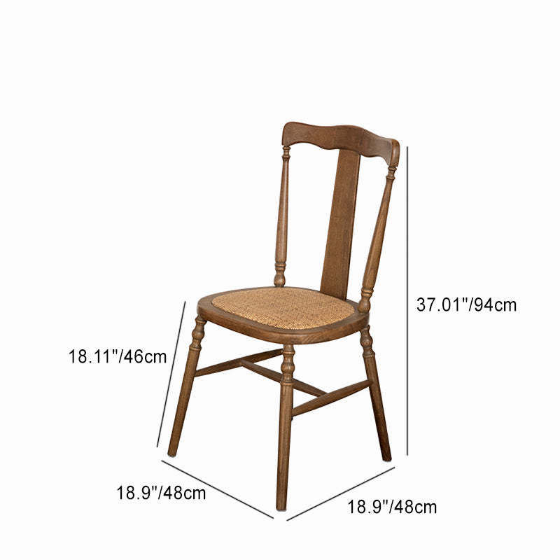 Vintage Scallop Wood Slat-Back Dining Chair