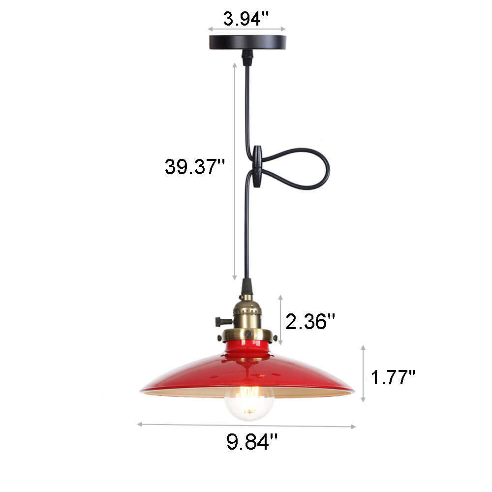 Industrial Iron Multicolor Bowl Pendant Light — A / Red / 110V-120V For US/CA