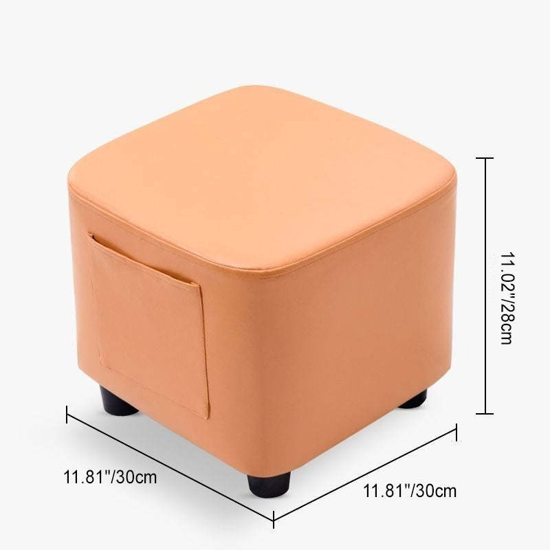 Scandinavian Tech Fabric Wood Low Stool — Gray