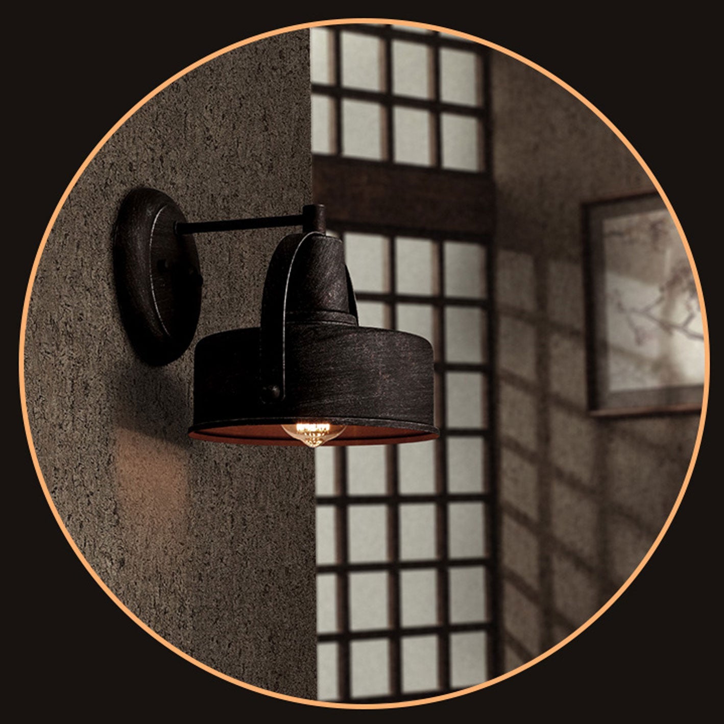 Vintage Industrial Aged Dome Cage Outdoor Wall Sconce