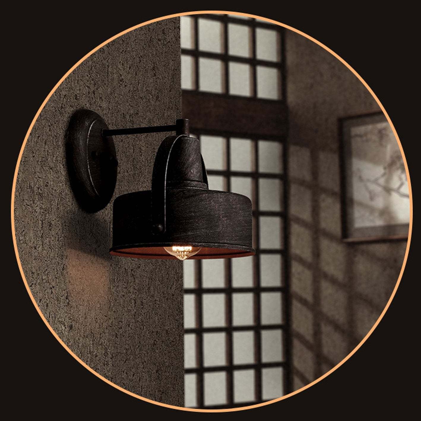 Vintage Industrial Aged Dome Cage Outdoor Wall Sconce