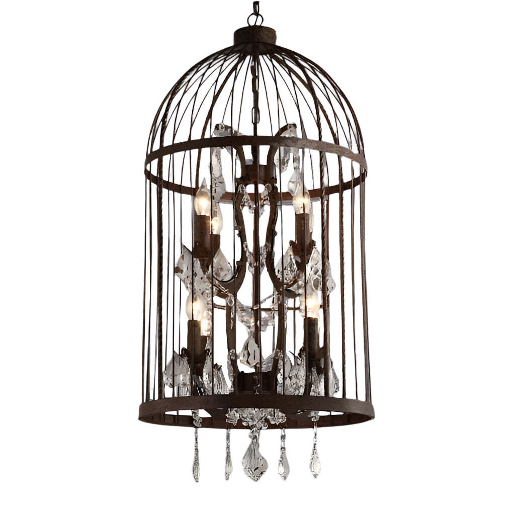 Birdcage Iron Crystal Retro Industrial Chandelier