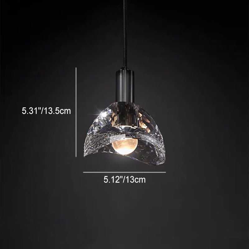 Contemporary Curve Crystal Brass Pendant Light