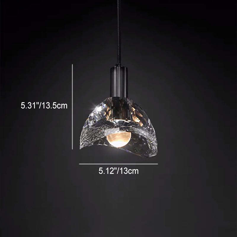 Contemporary Curve Crystal Brass Pendant Light