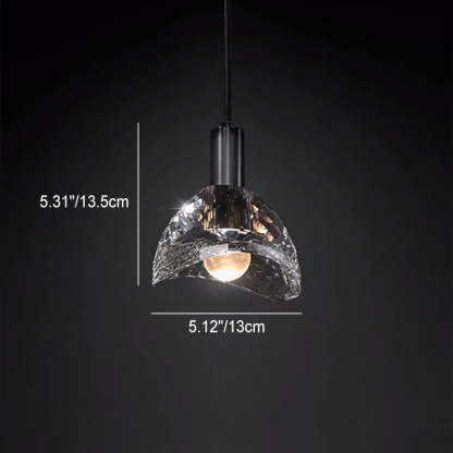 Contemporary Curve Crystal Brass Pendant Light