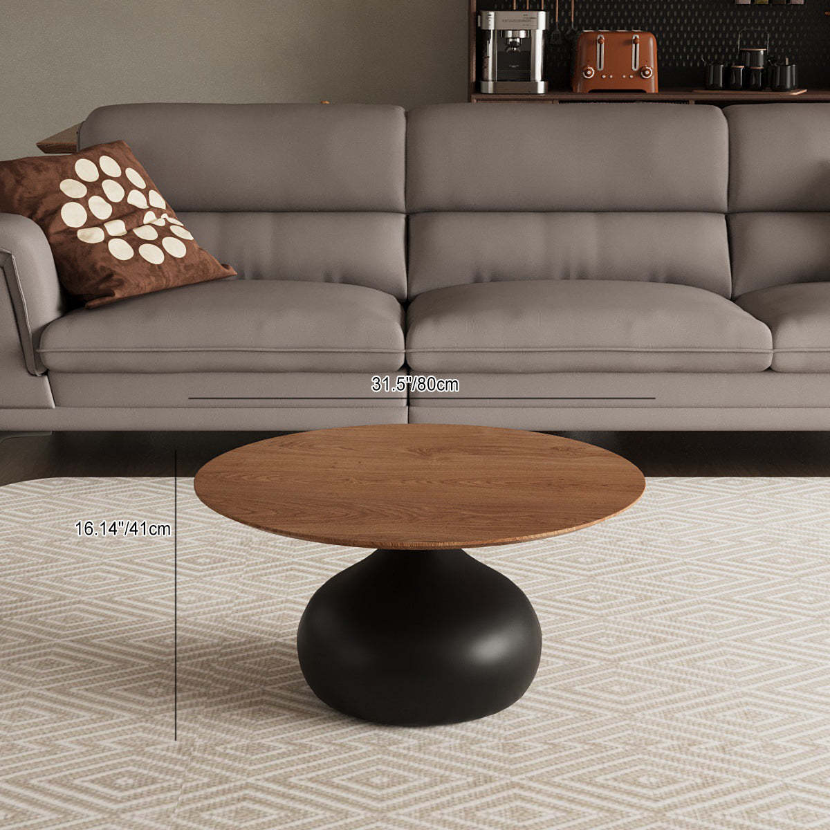 Vintage Orb Solid Wood Carbon Steel End Table — C / Black