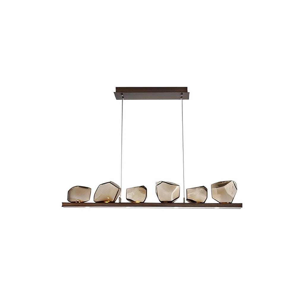 Irregular Glass Shade Stone Cognac Modern Chandelier