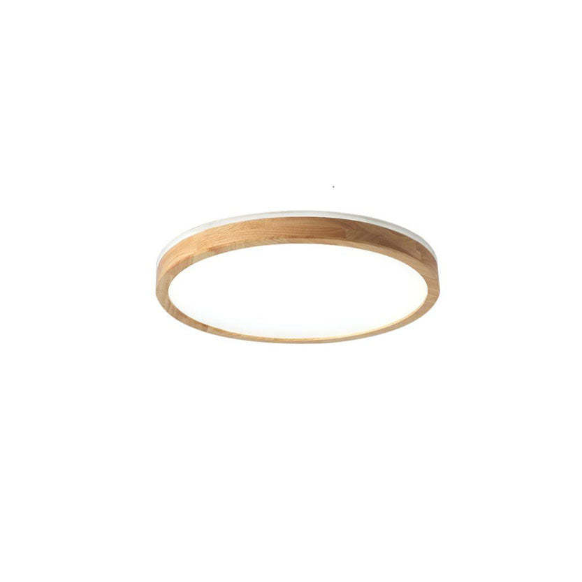 Japanese Minimalist Solid Wood LED Flush Mount Light