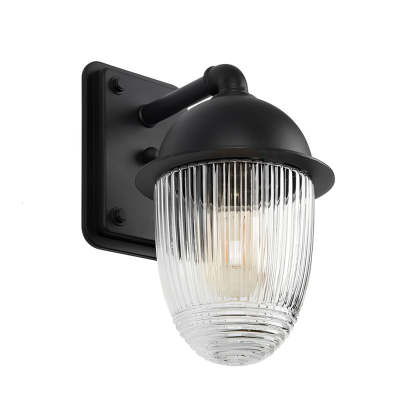 Waterproof Glass Ball Matte Black Modern Outdoor Wall Lamp Exterior Lights-Lighom