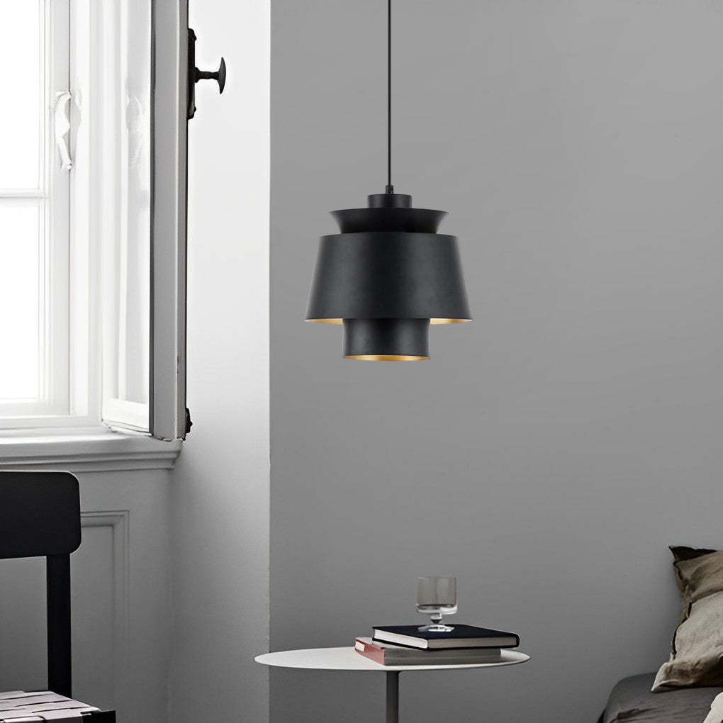 Creative Cylindrical Electroplated Metal LED Modern Pendant Lighting-Lighom