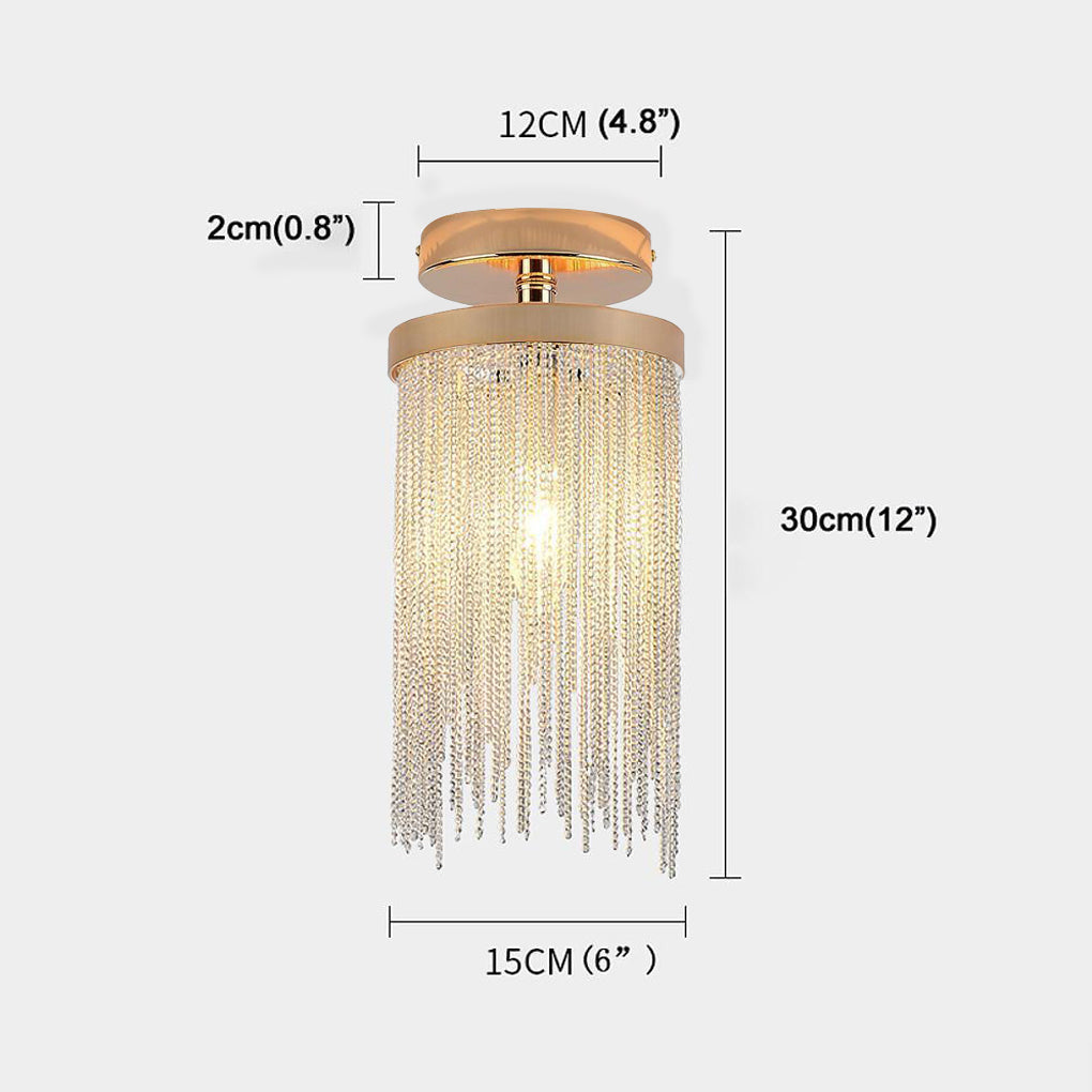 Metal LED Farmhouse Semi Flush Mount Tassel Pendant