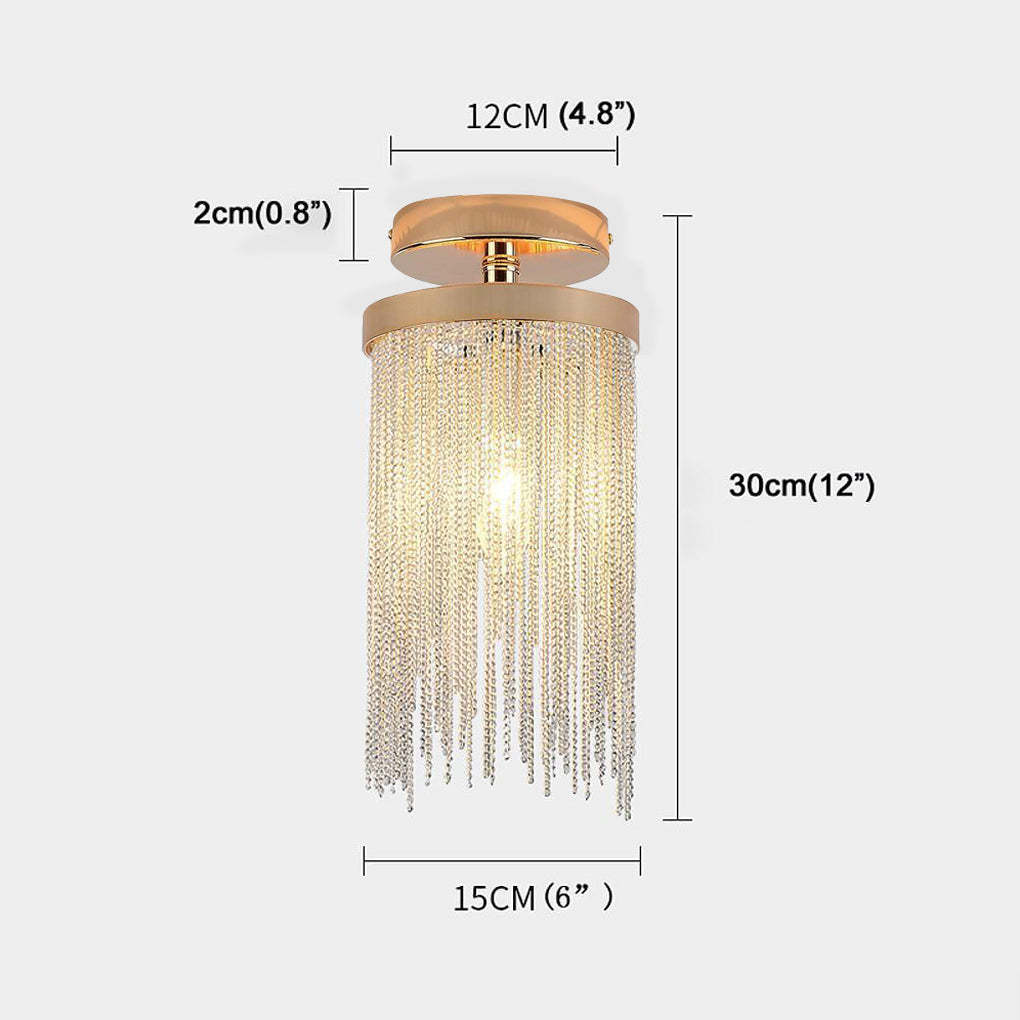 Metal LED Farmhouse Semi Flush Mount Tassel Pendant