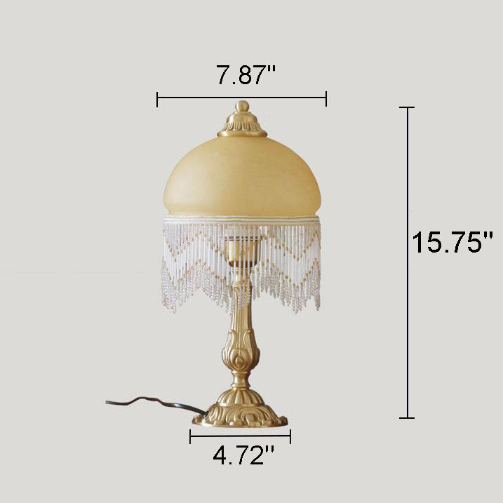 Vintage Bohemian Glass Dome Tassel Lamp