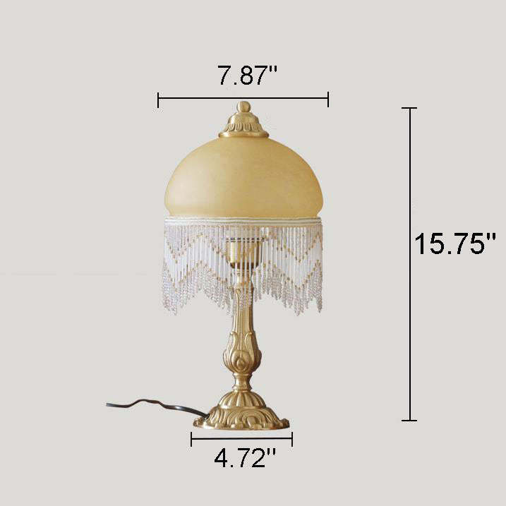 Vintage Bohemian Glass Dome Tassel Lamp