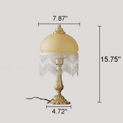 Vintage Bohemian Glass Dome Tassel Lamp