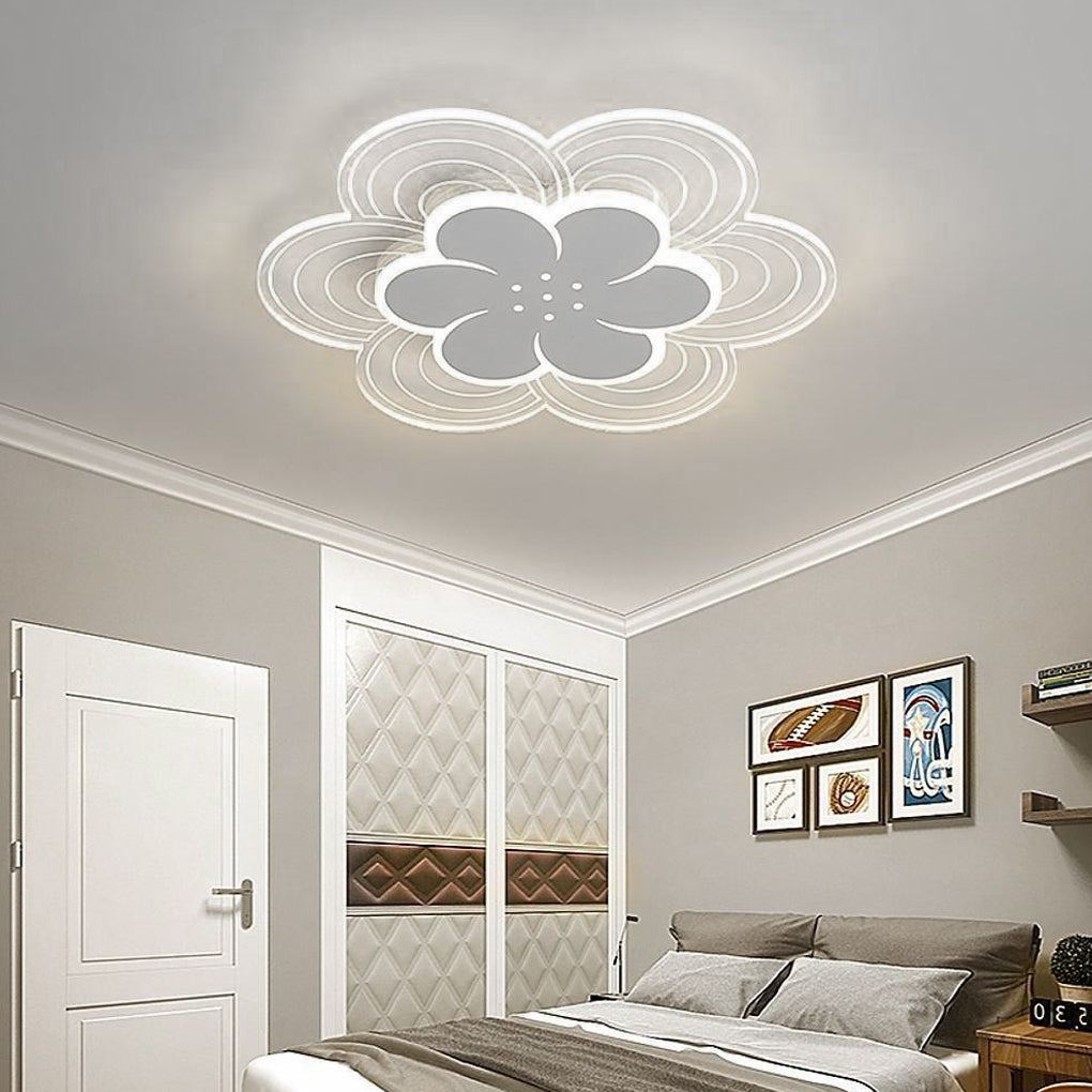 White modern flower flush mount lighting — Cool White (6000K)