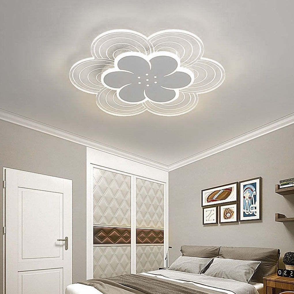 Flower Shapes Dimmable LED White Modern Ceiling Lights Flush Mount Lighting-Lighom