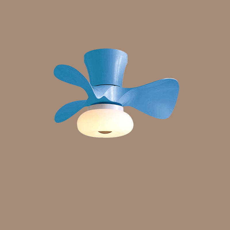 Nordic Macaron Metal LED Semi-Flush Ceiling Fan Light