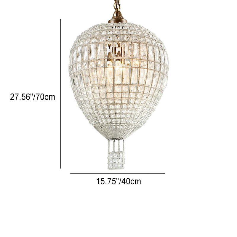 French Vintage Hot Air Balloon Crystal Chandelier
