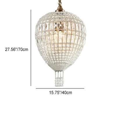 French Vintage Hot Air Balloon Crystal Chandelier