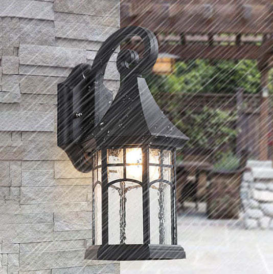 Vintage Lantern Glass Outdoor Wall Sconce