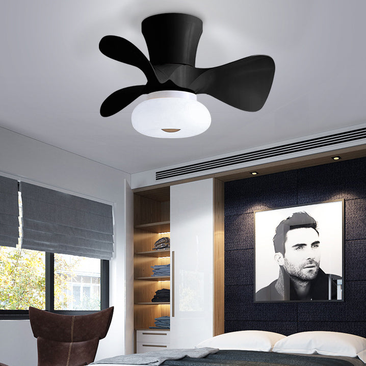 Gray metal macaron semi-flush ceiling fans - nordic — Matte Black / 220V-240V (UK/AU)