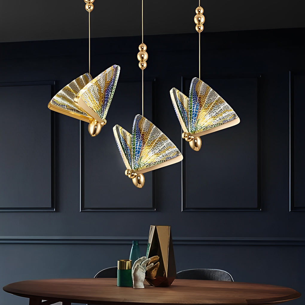 Butterfly Shape Multi-Color Metal Acrylic Design Pendant Lighting LED Ceiling Light-Lighom
