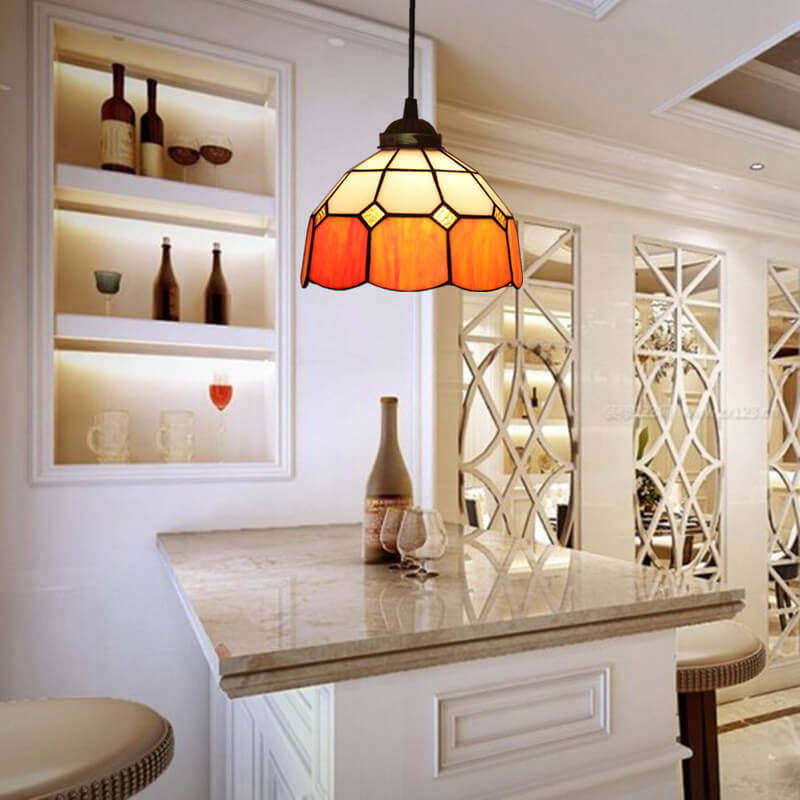 Tiffany European Stained Glass Dome Pendant Light — Blue / 110V-120V For US/CA
