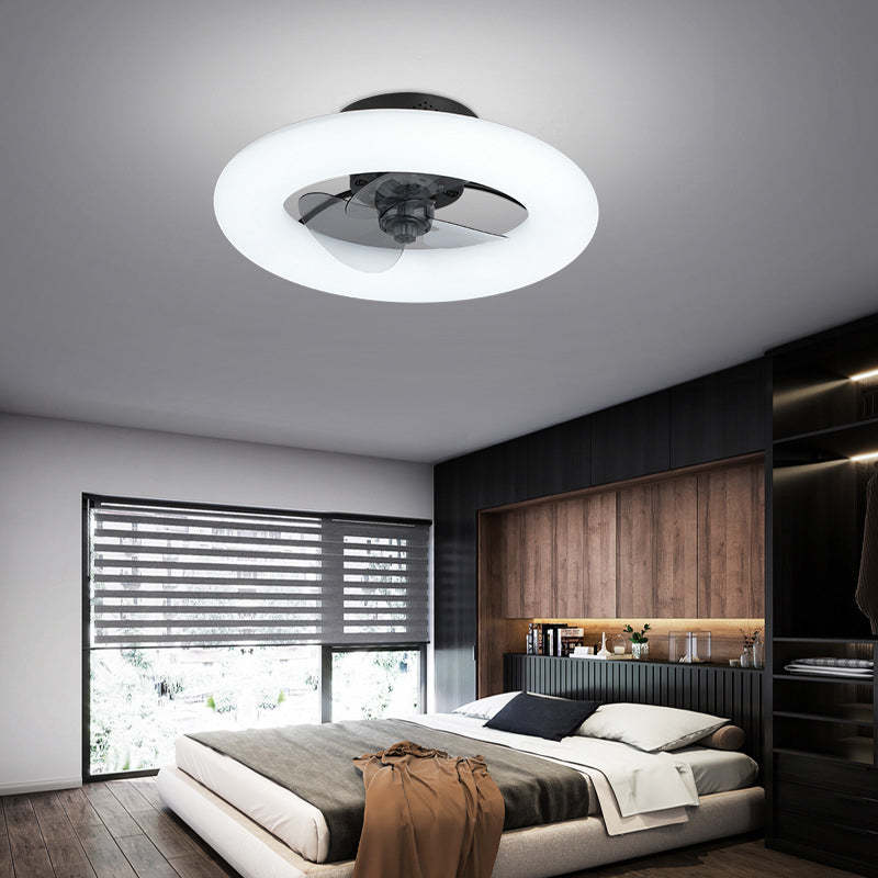 Modern Circle LED Semi-Flush Ceiling Fan Light