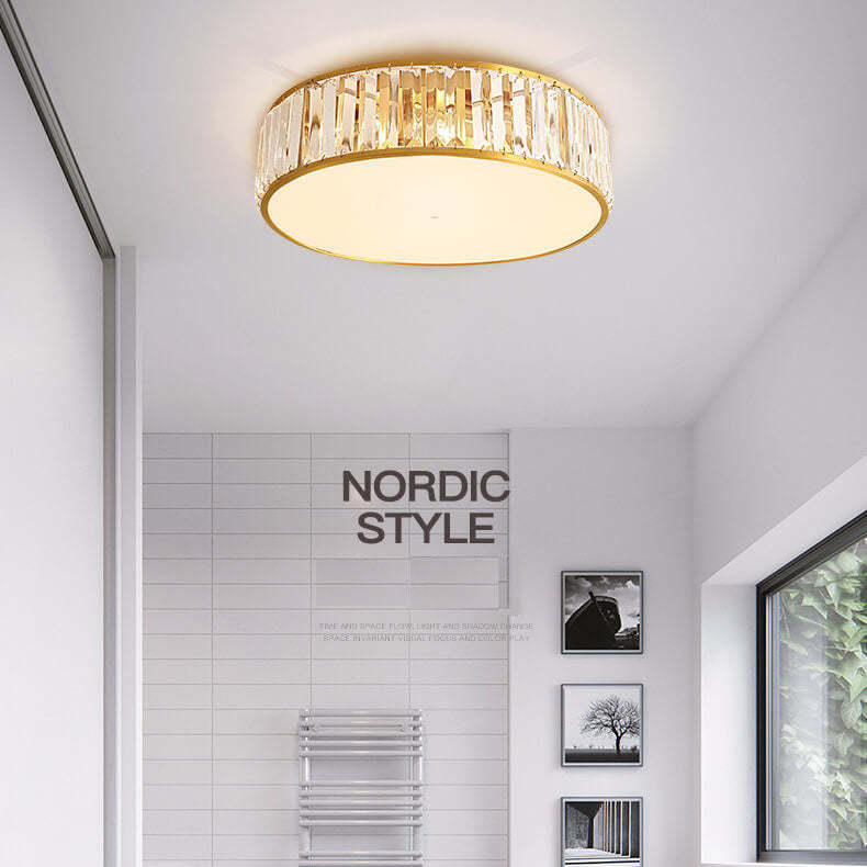 Modern Iron Crystal Round 3/4/5-Light Flush Mount
