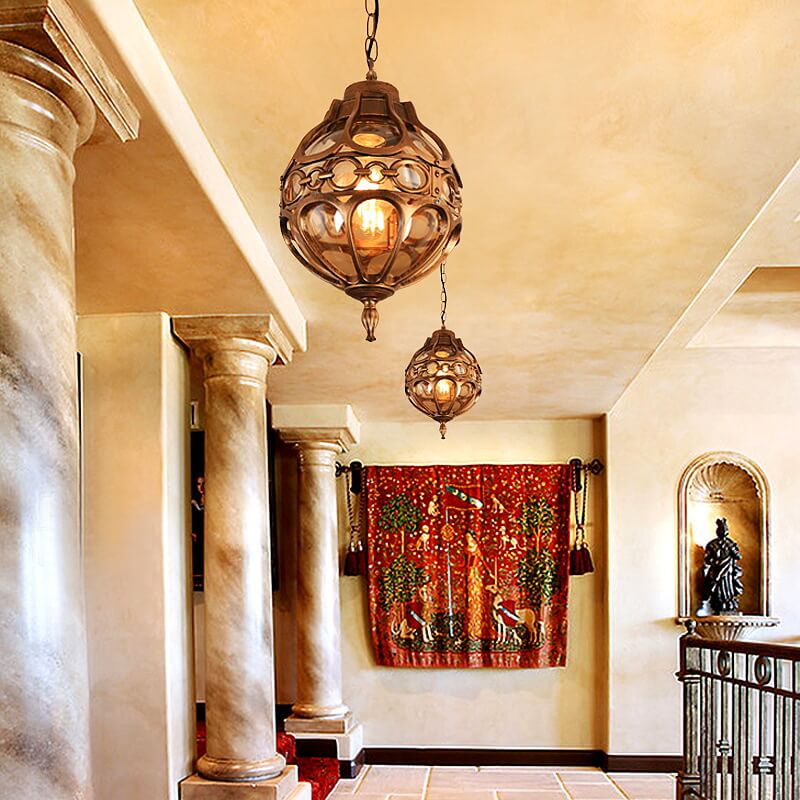Retro Industrial Globe Outdoor Pendant Light