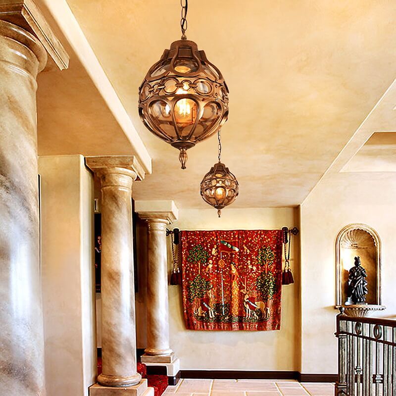 Retro Industrial Globe Outdoor Pendant Light