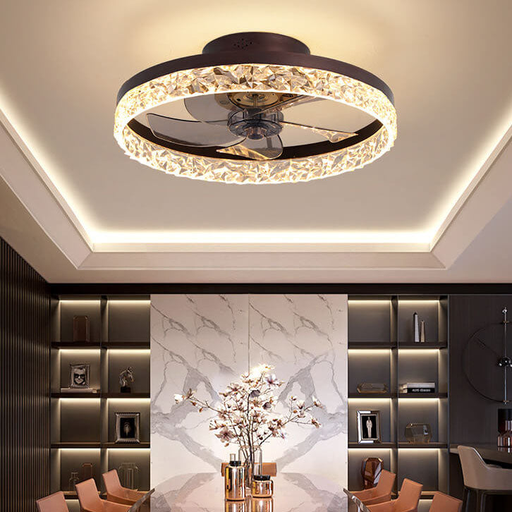 Modern Circle Ring LED Semi-Flush Ceiling Fan Light