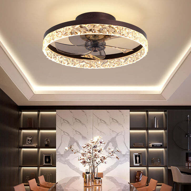 Modern Circle Ring LED Semi-Flush Ceiling Fan Light