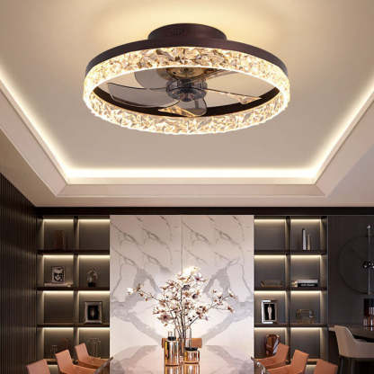 Modern Circle Ring LED Semi-Flush Ceiling Fan Light
