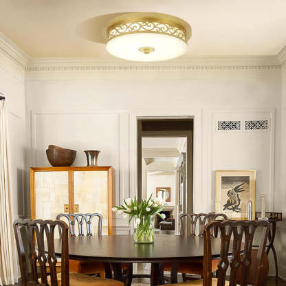 Vintage Circle Patterned Iron LED Flush Ceiling Light — Gold - 15.75'' / Warm Light(3000K) / 110V-120V For US/CA