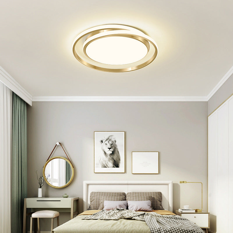 Modern Luxury Golden Circle LED Flush Mount Light — Infinitely Dimmable / 110V-120V For US/CA