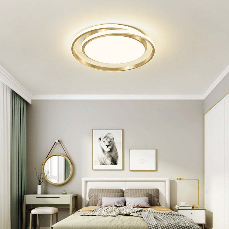 Modern Luxury Golden Circle LED Flush Mount Light — Infinitely Dimmable / 110V-120V For US/CA