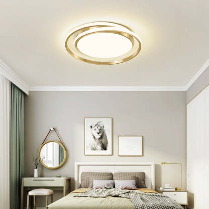 Modern Luxury Golden Circle LED Flush Mount Light — Infinitely Dimmable / 110V-120V For US/CA