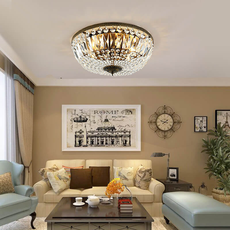 Vintage Round Crystal 4/6-Light Flush Mount
