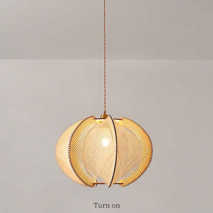 Retro Wooden Pendant Light Irregular Living Room Lamp