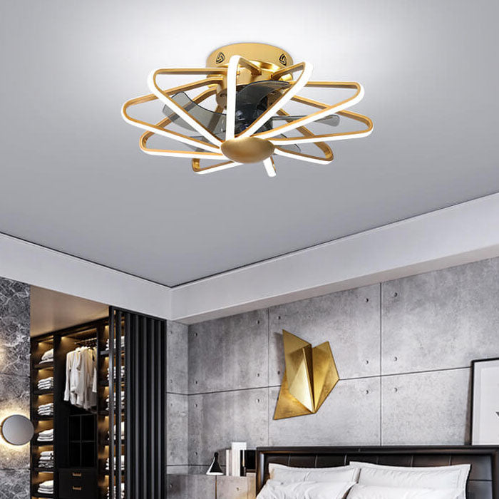 Nordic Cage LED Semi-Flush Ceiling Fan Light